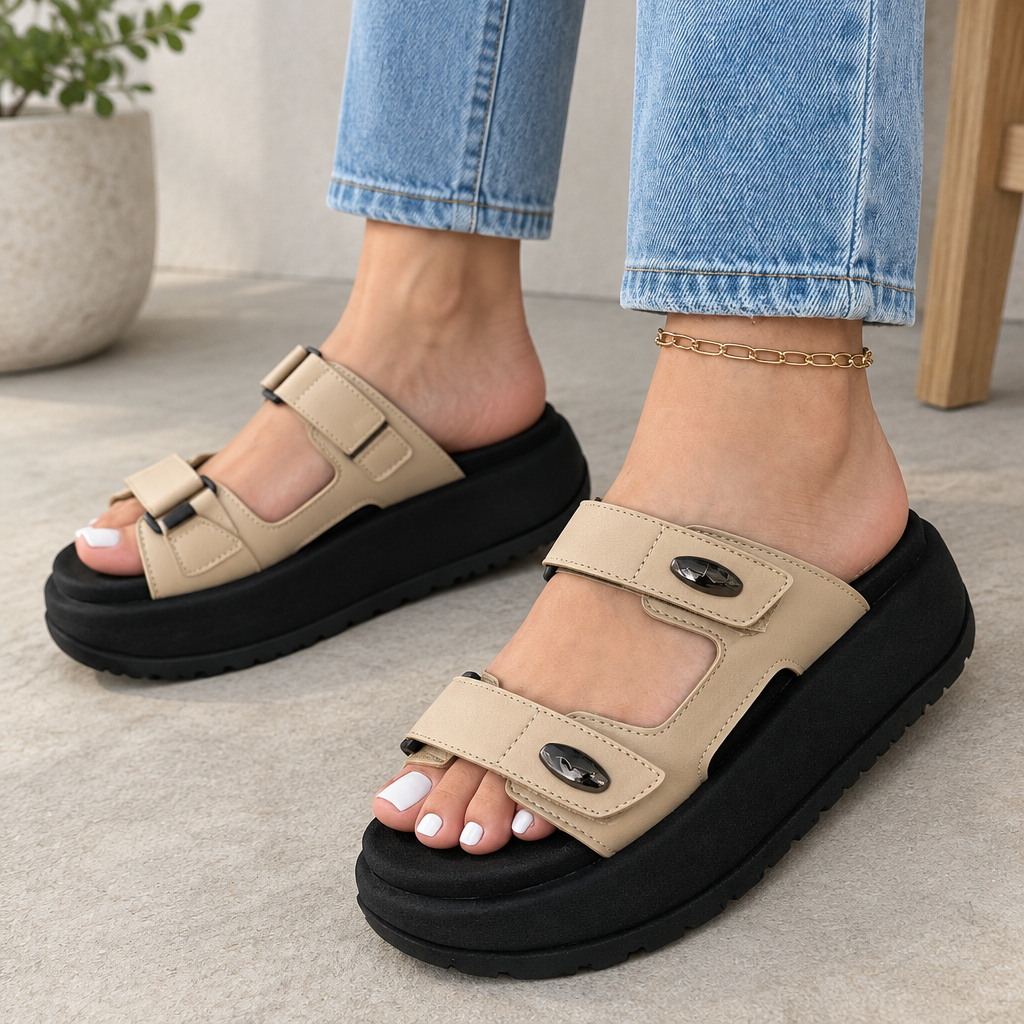 Sandalias deportivas Ángel | Blanco, beige y negro
